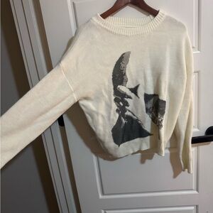 Cream Graphic Women's Sweater